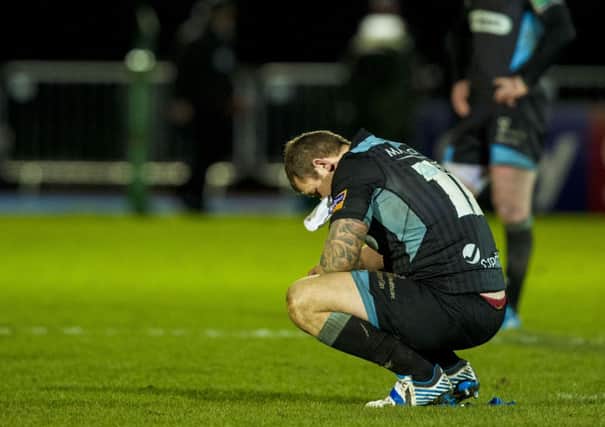 Dejection for Glasgow Warriors' Ryan Grant. Picture: SNS