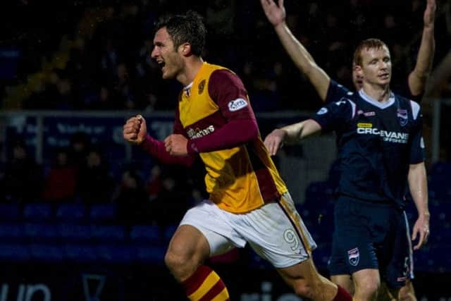 John Sutton celebrates his second goal. Picture: SNS