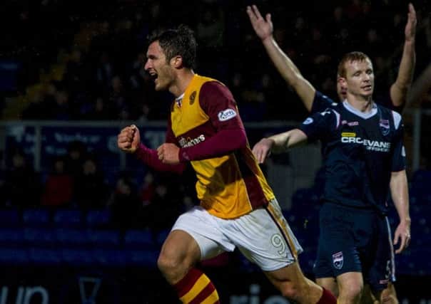 John Sutton celebrates his second goal. Picture: SNS