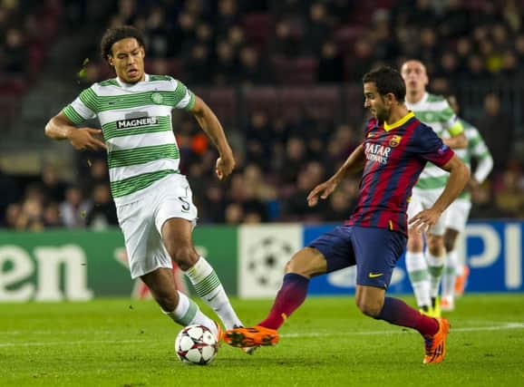 Virgil Van Dijk in action for Celtic against Barcelona in the Champions League. Picture: SNS