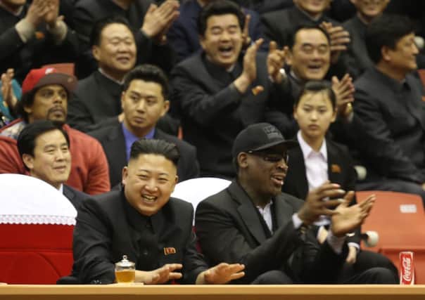 Kim Jong Un, left, and Dennis Rodman, during the star's visit to North Korea earlier this year. Picture: AP