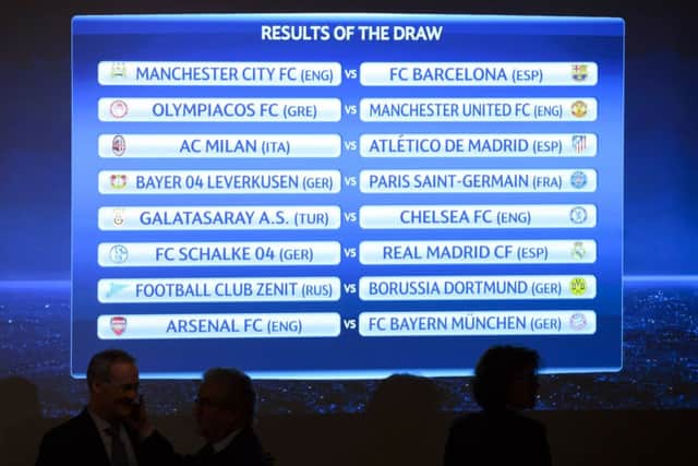 Manchester City v Barcelona tops the bill in the round of 16 Champions League ties. Picture: AP