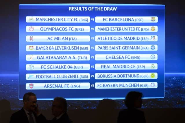 Manchester City v Barcelona tops the bill in the round of 16 Champions League ties. Picture: AP