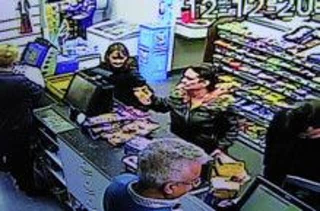 Jean Campbell is seen on a newsagent's CCTV