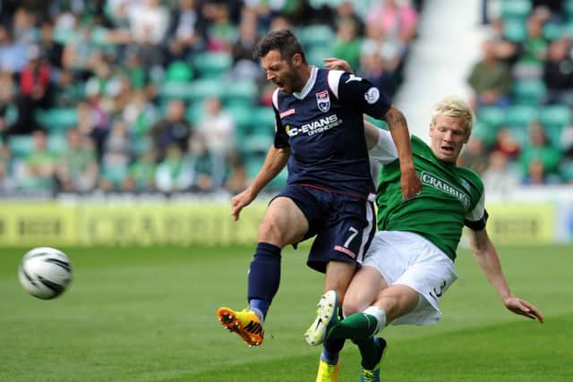 Ivan Sproule in action for Ross County against former club Hibernian. Picture: Ian Rutherford