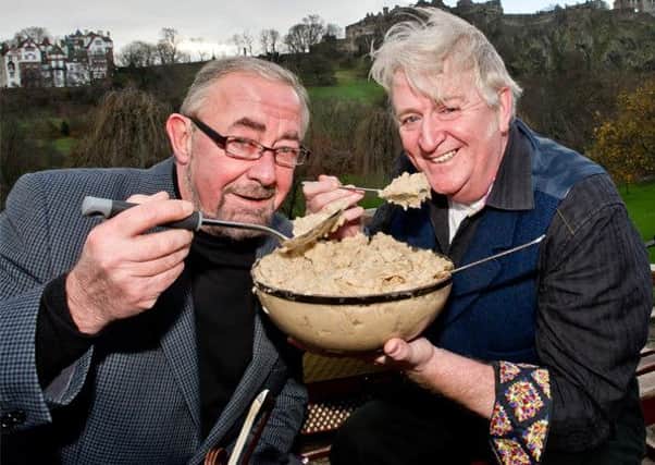 Aly Bain and Phil Cunningham launch the 'Stovies Reloaded' cook book. Picture: Contributed