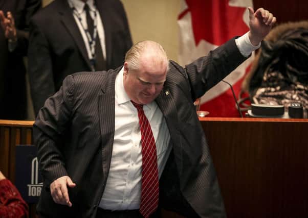Toronto Mayor Rob Ford pictured dancing during a council session. Picture: AP
