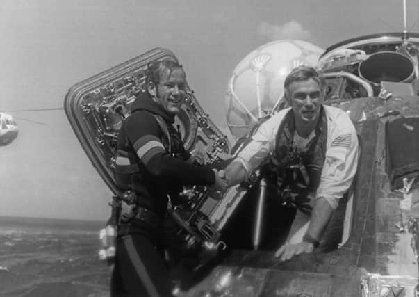 NASA astronaut Eugene Cernan, Commander of the Apollo 17, is welcomed back to Earth. Picture: Getty