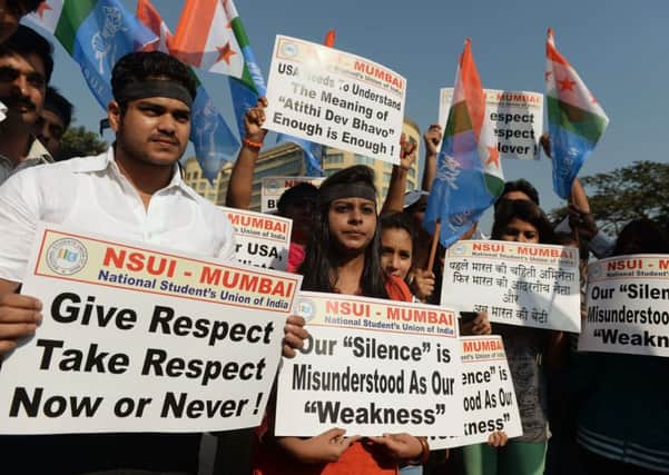 The arrest of Devyani Khobragade sparked protests across India, such as the one above outside the US consul in Mumbai. Pictures: Reuters/Getty