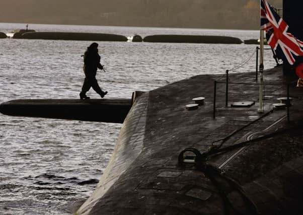 HMS Vanguard sits in dock at Faslane submarine base on the river Clyde in Glasgow. Picture: Getty