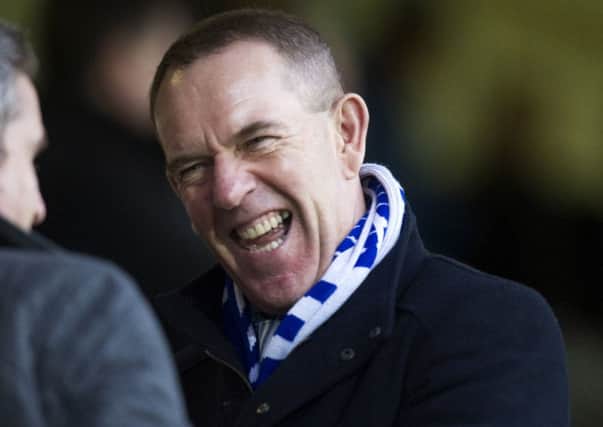 New Morton manager Kenny Shiels is all smiles as he takes his seat for Saturdays match. Picture:SNS