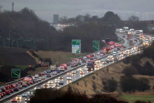 Traffic builds up on the Edinburgh City Bypass as people make their  way home for Christmas. Picture: PA
