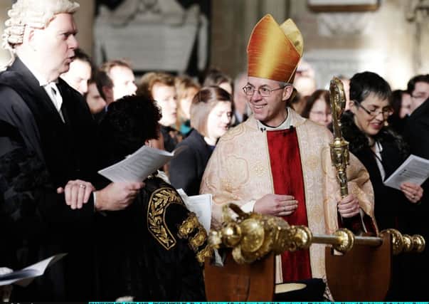 The Archbishop of Canterbury Justin Welby arrives for Christmas Day Mass at Cantebury Cathedral. Picture: Getty