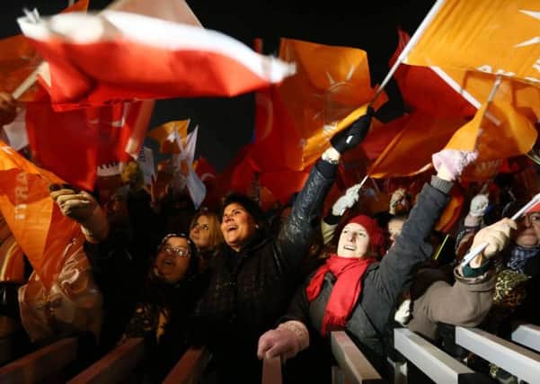 Supporters of Turkey's Prime Minister Tayyip Erdogan in Ankara December. Picture: AFP/Getty