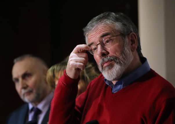Sinn Fein President Gerry Adams at the Stormont hotel in Belfast. Picture: PA