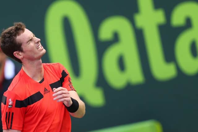 Andy Murray reacts after losing a point on his way to eventual defeat at the hands of Florian Mayer. Picture: AFP