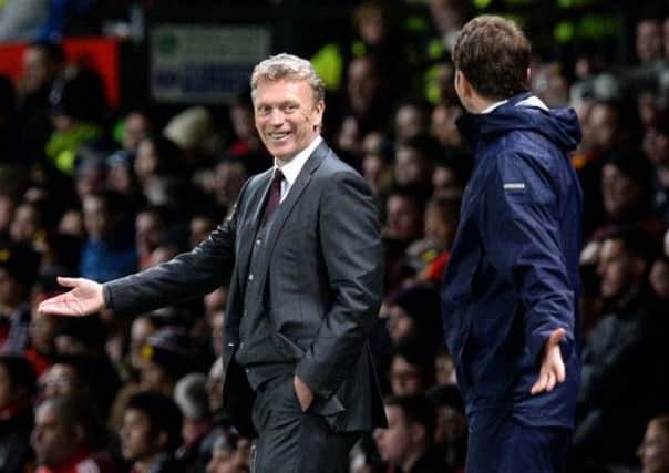 David Moyes and Tim Sherwood converse on the sidelines. Picture: PA