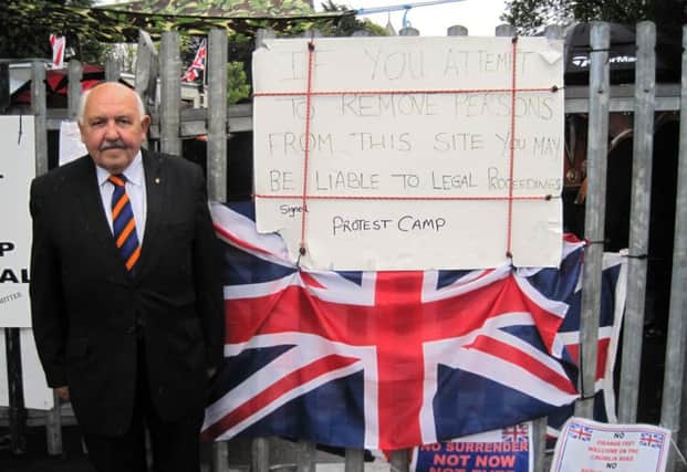 A camp in Belfast set up to protest the restriction of an Orange Order parade. Picture: PA