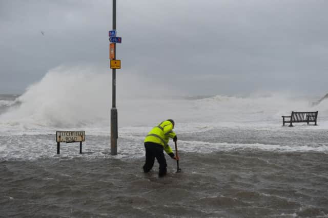 Heavy coastal surges and strong winds battered the coast at Troon. Picture: Robert Perry