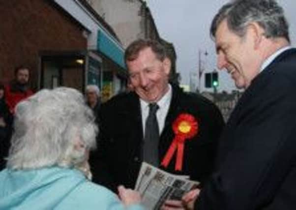 Alex Rowley, left, and Gordon Brown out campaigning yesterday