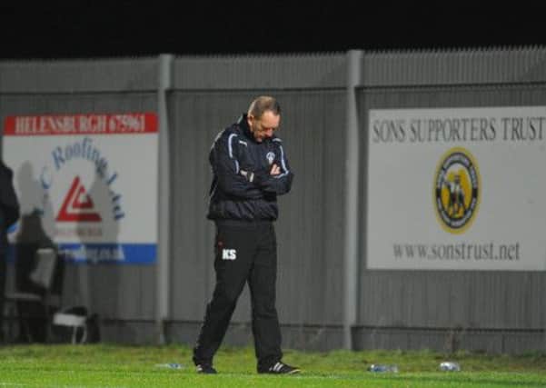 Eyes down: Kenny Shiels, on the touchline for the first time as Morton manager, cant look as his charges failed to make any ground in their fight against relegation. Photograph: Robert Perry