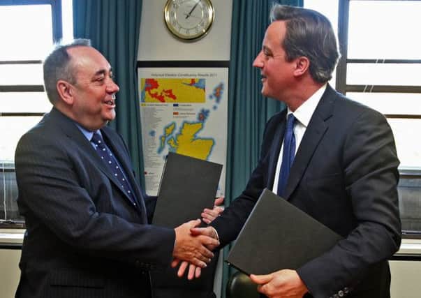 Talking shop, the First Minister and the Prime Minister at the signing of the Edinburgh Agreement in October. Picture: Getty