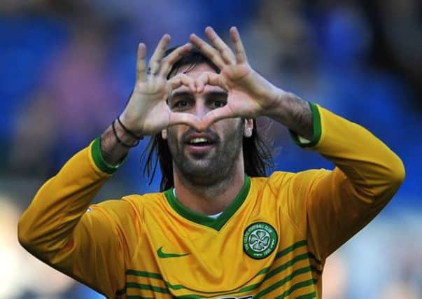 Celtic's Georgios Samaras celebrates scoring against Kilmarnock in September. Picture: Robert Perry
