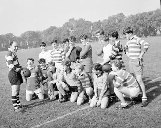 Alec Harper oversees a rugby coaching course at Fettes College in 1959. Picture: Contributed