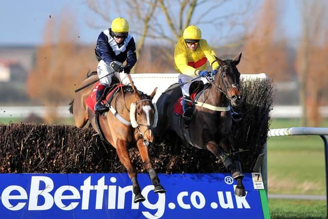 Andrew Thornton and High Ron (right) battle to victory at Southwell. Picture: PA