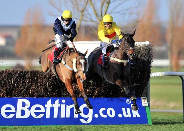 Andrew Thornton and High Ron (right) battle to victory at Southwell. Picture: PA