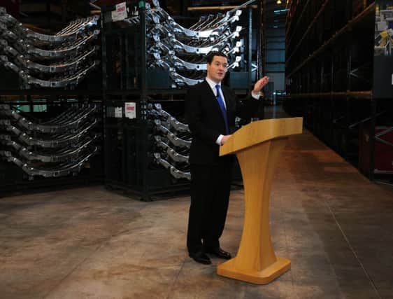 George Osborne gives a speech on the economy during his visit to Sertec in Birmingham. Picture: PA