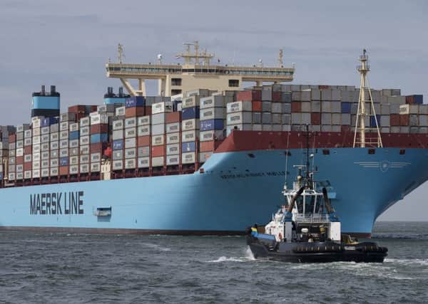 The worlds biggest container ship, the Maersk MC-Kinney Moller, arrives in Rotterdam last year. Picture: Getty