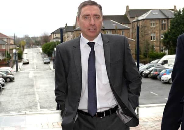 Jim McInally arrives at Hampden to appeal a fourgame ban but left without a decision. Picture: SNS