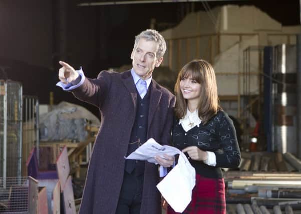 Peter Capaldi and Jenna Coleman on set as filming begins for the new series of Doctor Who. Picture: PA/BBC