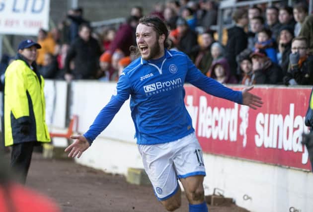 Stevie May celebrates his hat-trick against Dundee United earlier this season. Picture: SNS