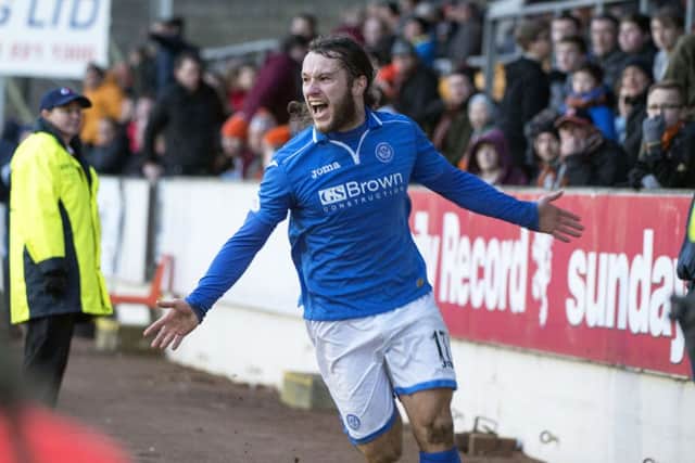 Stevie May celebrates his hat-trick against Dundee United earlier this season. Picture: SNS