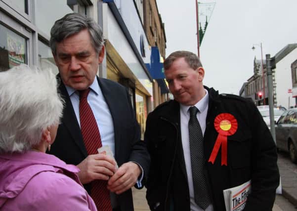 Gordon Brown on the campaign trail with Labour's Cowdenbeath by-election candidate Alex Rowley. Picture: TSPL