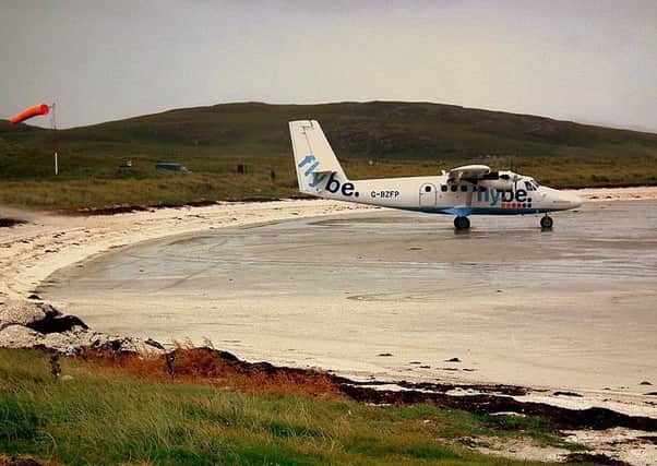 A plane on Barra Airport's unique airstrip. Picture: Contributed