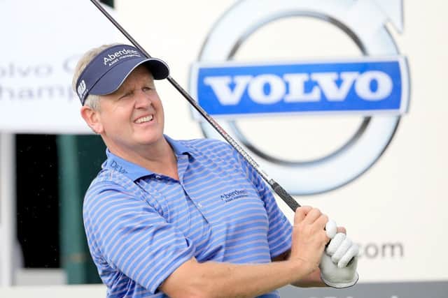 Colin Montgomerie hits a shot during yesterdays pro-am. Picture: Getty Images