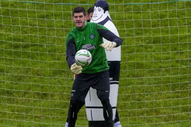 Fraser Forster is put through his paces at training before Celtic flew out to Turkey. Picture: SNS