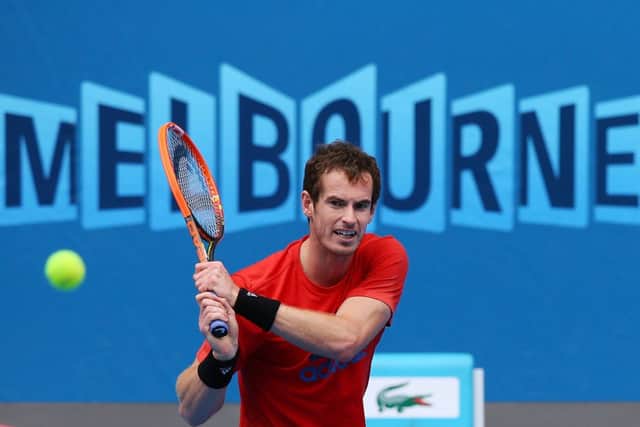 Andy Murray in practice ahead of the 2014 Australian Open. Picture: Getty