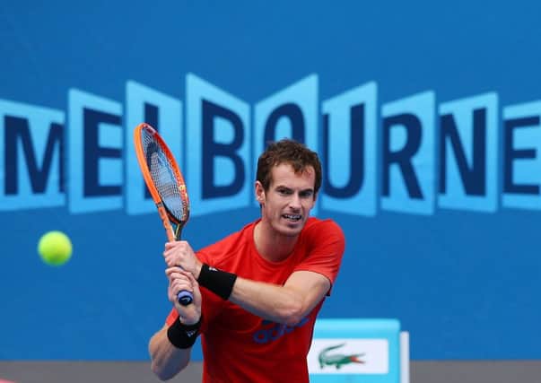 Andy Murray in practice ahead of the 2014 Australian Open. Picture: Getty
