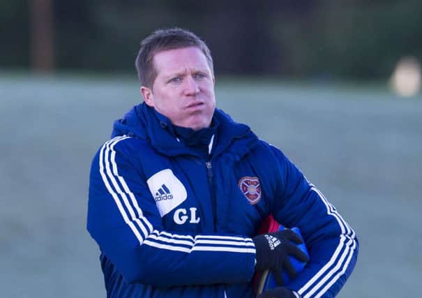 Hearts manager Gary Locke sets up yesterdays training session. Picture: SNS