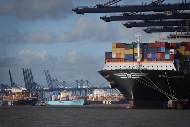 Imports flooding into Felixstowe have helped keep the UKs trade deficit stubbornly high. Picture: Getty