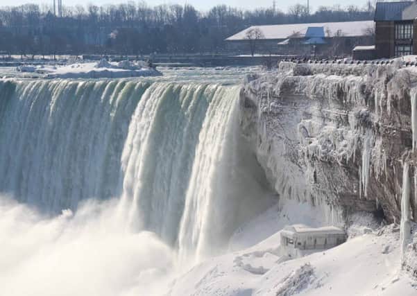 A view of the Niagara Falls frozen over due to the extreme cold weather. Picture: Getty