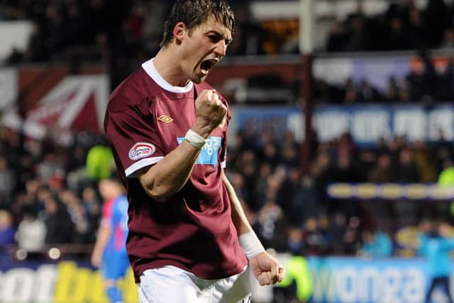 Rudi Skacel celebrates scoring for Hearts against Inverness in 2011. Picture: Ian Rutherford