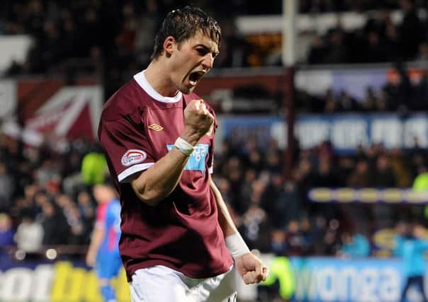 Rudi Skacel celebrates scoring for Hearts against Inverness in 2011. Picture: Ian Rutherford