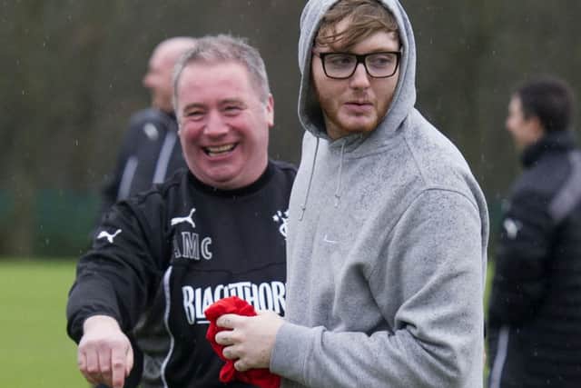 Ally McCoist greets 2012 X-Factor winner James Arthur at Murray Park. Picture: SNS