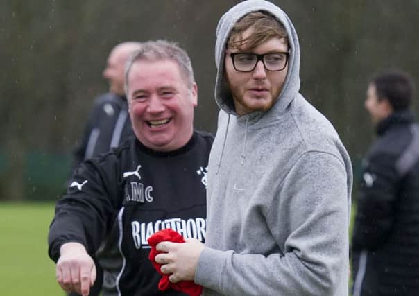 Ally McCoist greets 2012 X-Factor winner James Arthur at Murray Park. Picture: SNS