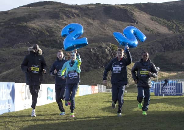 Kiprop, Great Britain's Andy Vernon, France's Sophie Duarte, USA's Bobby Mack and Ethiopia's Kenenisa Bekele in Holyrood Park. Picture: PA